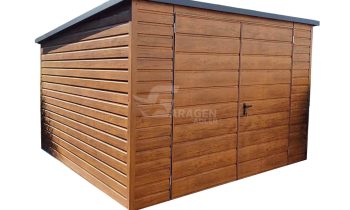 Gartenhaus - Gartenschuppen 3x3m - Zweiflügeliges Tor - Helles Walnussholz - Holzoptik - Flachdach | ID718 |