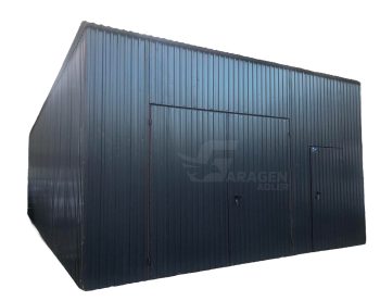 Halle - Blechgarage 6x7 - Zweiflügeliges Tor - Tür - Anthrazit - Flachdach GP114