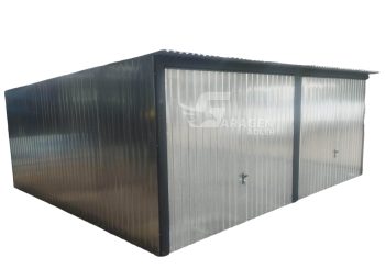 Blechgarage 6x5m - 2x Schwingtor - Verzinkt - Flachdach GP202