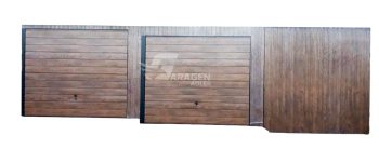 Blechgarage  10x5m - 2x Schwingtor - Holzoptik - Pultdach  GP164