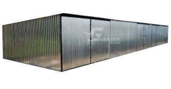 Blechgarage 17,5x5m-4xZweiflügeliges Tor-Pultdach-Verzinkt GP239