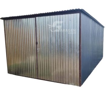 Blechgarage 3x5m  Zweiflügeliges Tor - Verzinkt - Pultdach GP185