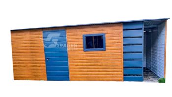 Gartenhaus 5x3m Überdachung 1m Holzoptik Pultdach | ID424 |