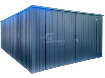 Blechgarage 4x5m - Zweiflügeliges Tor - Anthrazit - Flachdach | GP423 |