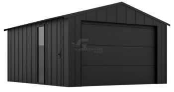 Premium Blechgarage 4x6m Stehfalzblech - Sektionaltor - Tür - PVC Kippfenster - Satteldach GP637