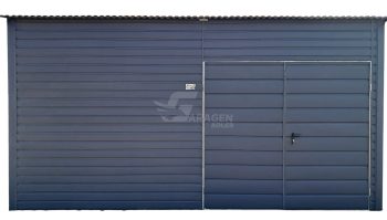 Blechgarage - Lager 4,5x4,5m - Zweiflügeliges Tor - Anthrazit - das Dach neigt sich nach vorne | ID985 |