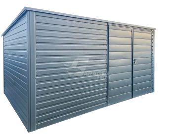 Gartenhaus - Gartenschuppen 4x2,5m - Zweiflügeliges Tor - Anthrazit - Flachdach GP485