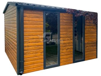 Gartenhaus - Gartenschuppen 3x3m - Tür - 2x PVC Kippfenster - Dachrinnen - Holzoptik - Satteldach | GP566 |