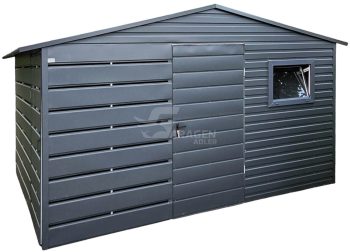 Gartenhaus - Gartenschuppen 2,5x3,5m + Überdachung 1m - Tür - PVC Kippfenster - Anthrazit - Satteldach | GP624 |