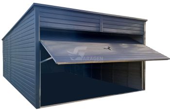 Blechgarage 3,5x7m Schwingtor - Tür - Anthrazit - Flachdach | ID977 |