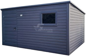 Gartenhaus - Gartenschuppen 3,5x2,5m Tür - PVC Kippfenster  - Anthrazit - Flachdach | ID970 |