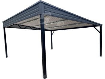 Carport - Offene Garage 6x5,8m - Anthrazit - Flachdach  | GP487 |