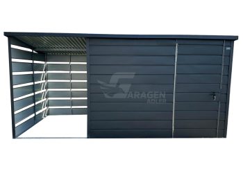 Gartenhaus 3x2m Überdachung 1,5x2 Tor Anthrazit Flachdach | ID436 |