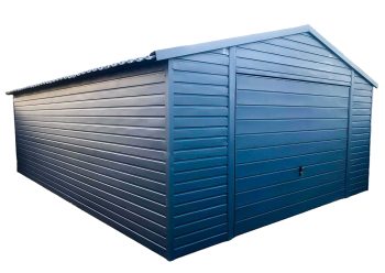 Blechgarage 5x7m Schwingtor - Anthrazit - Metalldachziegel - Satteldach GP103