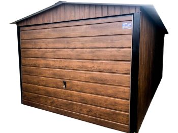 Blechgarage  3x6m - 2x  Schwingtor -  Holzoptik | GP77 |