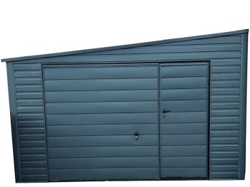 Blechgarage 4x6m Schwingtor Anthrazit Dach mit Neigung nach links | GP252 |