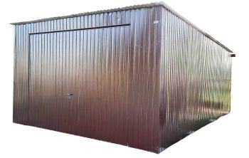 Blechgarage 4x6m Horizontal Blech Schwingtor Dunkles Braun Pultdach | ID145 |