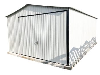 Blechgarage 4x6m Schwingtor - Weiß - Satteldach | GP82 |